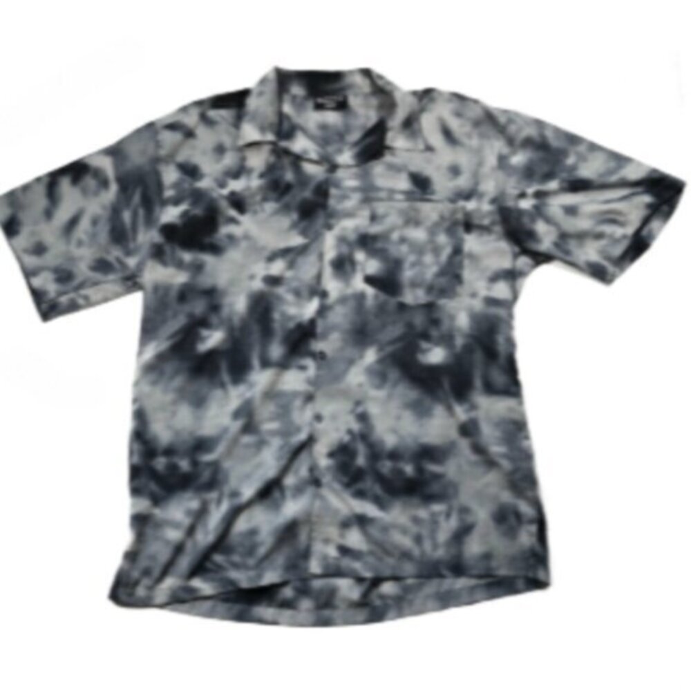 Pacific & Co Blue and White Casual Hawaiian Tie Dye Button Down